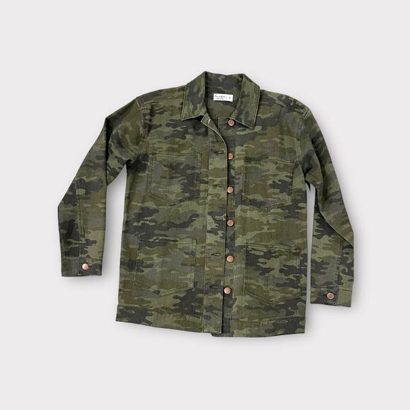 Love Fire Utility Jacket Green Camo Buttons Oversized Military - Picture 6 of 10